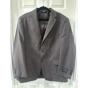 Jos A. Bank Executive Sport Coat Blazer 44R Check Wool Blend Traditional Fit NWT